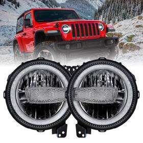 Bix-ss9n Bicyaco Dot 9 Inch Led Headlights With Drl 120w Headlamps Replacement Compat