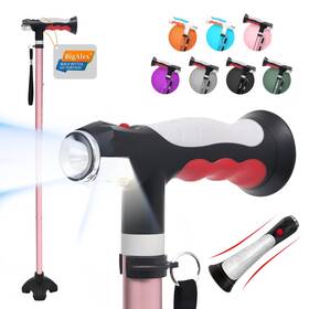 Tai815 Bigalex Folding Walking Cane With Two Led Lights For Elderly Solid Base Adjus