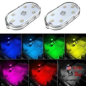 Bischett Z0041-sound 2 Pcs Car Led Lights Interior 7 Colors 2pcs Colored Sound Control