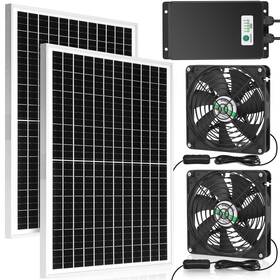 Bl-14e-b Blessny Solar Rechargeable Dual Fan With 66.6wh Battery Backup 50w P... Fast Ship