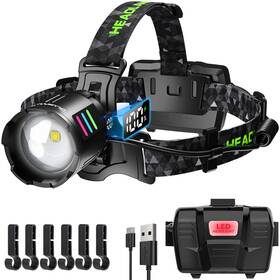 H-v149 Blueyu Led Rechargeable Headlamp 990000lm Bright Head Lamps 90 Adjustable Zo