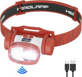 Ussqsm-rlhp-rd-1 Bobkid Rechargeable Led Headlamp Flashlight 1500 Lumen Headlight With 9 Modes Motion