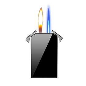Bofoy 711523860162 Dual Flame Square Shape Torch Lighter Switchable Jet And Soft Ligh