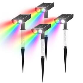 Rg-tdc-4 Bokeluna Rgb Solar Spot Lights 2 In 1 Outdoor With 8 Lighting Modes And P
