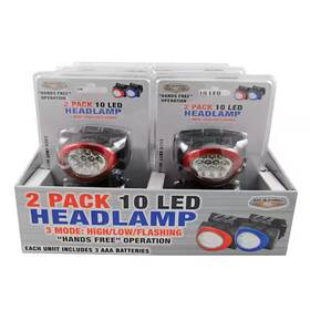 702418 Branded Battery Operated 10 Led Headlamp 2-pack