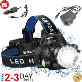 76253 Branded Led Lampara De Cabeza Recargable Luz La Linterna Para Pescar Camping