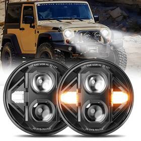 T001n-23-us Braveway 7 Inch Led Headlights Round With Drl And Turn Signal Dot Sae Approved Z-