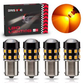 Bri-1156a-24smd2835-2p Brishine 4-pack Super Bright 1156 1003 1141 7506 Ba15s Led Bulbs Amber Yellow 9-30v No