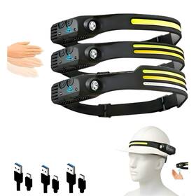 Jy-006 Brothers C 3-pack Rechargeable Led Headlamps High-power Usb Headlights Cob Floodlig