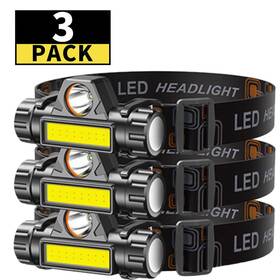 56433 Bruggex 3 Pack Led Headlamp Waterproof Usb Rechargeable Running Flashlight
