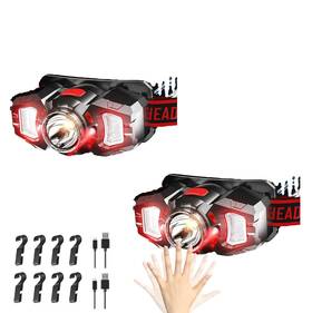 Btzomr 723967538330 2 Headlamps White&red Led Headlamp 70 Up&down Adjustable 4 Clips Motion