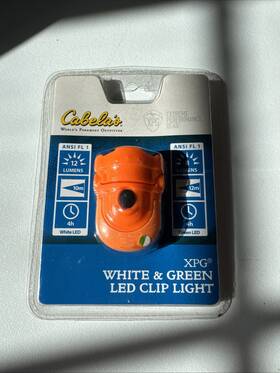 56196 Cabelas Cap Hat Clip Light White Led Headlamp Xpg Orange Brand New