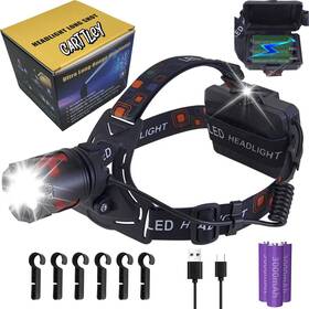 Carttley 717328612807 Led Headlamp Rechargeable Head Lamp Super Bright 180000 High Lumen 9000mah W