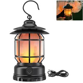 Clearhill 777192858282 Rechargeable Camping Lantern Flame Decorative Table Lamp 2 Modes Led Light