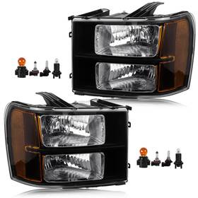 G-sr-0713-h-ba Cleryye Headlight Assembly Compatible With Gmc Sierra 2007-2013 Halogen Head Lamp Oe