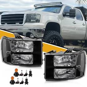 G-sr-0713-h-bw  Cleryye Headlight Assembly Compatible With Gmc Sierra 2007-2013 Halogen Head Lamp
