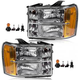 G-sr-0713-h-wa  Cleryye Headlight Assembly Compatible With Gmc Sierra 2007-2013 Halogen Head Lamp