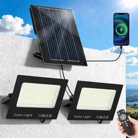 Jxss-100 Cnoijuts Solar Flood Lights Outdoor With Dual Led Head And Usb Output Char