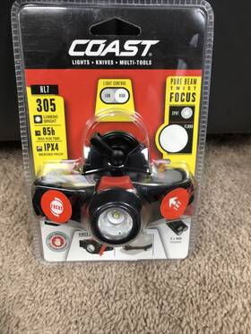 19261 Coast Pure Beam Twist Focus Led Headlamp Hl7 305 Lumens / New