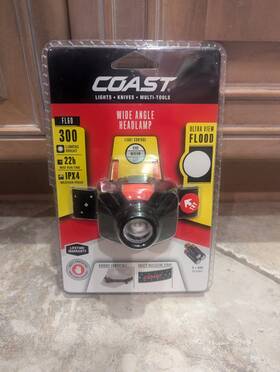 21304 Coast Fl60 Black Led Head Lamp 300 Lumens Aaa Impact/weather Resistant New