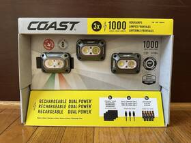 Ch1000r Coast 3 Pack 1000 Lumens Dual Power Headlamp 8 Light Modes Ipx7