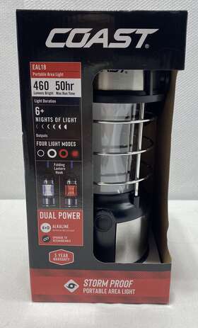 Eal18 Coast Storm Proof Portable Light - 460 Lumens Bright 50 Hour Max Run Time