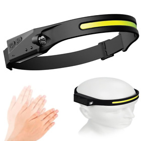 Cob Led Headlamp Sensor Headlight Built-in Battery Flashlight Usb Rechargeable