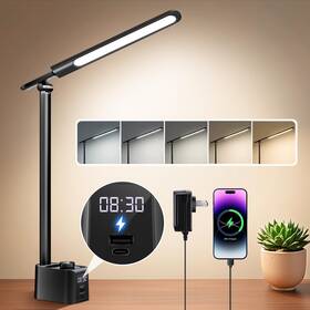 T221012 Coolnight Desk Lamps For Home Office 5 Colors 11 Brightness Led Lamp With Usb Char