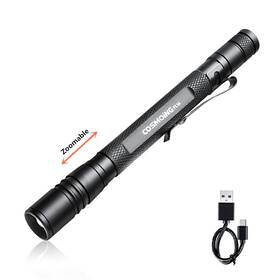Fl16w Cosmoing Led Pen Light Zoomable 3 Modes Battery Rechargeable Flashlight Waterproof S