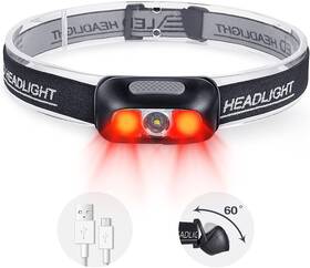 Hl14-us Cosmoing Rechargeable Headlamp 500 Lumen Ultra Bright Head Red 1 Pack