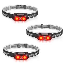 Hl14x3-us Cosmoing Rechargeable Headlamp 3 Pack Ultra Bright 500 Red Black