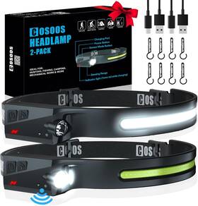 Cosoos 313033617696 Original 2 Rechargeable Headlamps Bright Led Headlamp Flashlight 1000 Lu