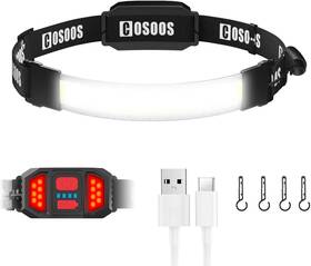 Cosoos 726084640542 Led Headlamp Rechargeable Flashlight Bright Wide Beam Head Lamp Outdoor