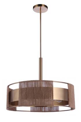 59096-sb Craftmade Kensey 24 Inch 6-light Satin Brass Finish Pendant With Hemp Rope Acc