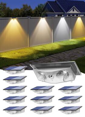 Crepow Ts-g0702 Solar Fence Lights Outdoor - 3000k/4000k/6000k 3 Color Modes Ip65 Waterproof