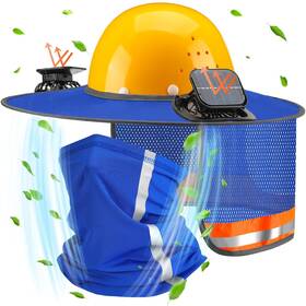 Qnh-croknit-1496 Croknit 1 Set Sun Hard Hat Shade Full Brim Visor With Solar Fans And Nec