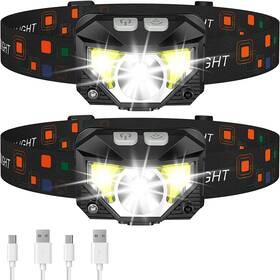 Tgy8 Darespace 1200 Lumen Rechargeable Led Headlamp 2-pack Waterproof Motion Sensor 8 Modes