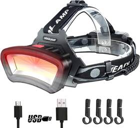 Darkbeam 744759540584 Hard Hat Headlamp Cob Led Floodlight With Red Light Usb Rechargeable