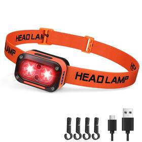 F01-rr-1 Darkbeam Red Led Headlamp Dual Light High Lumens Usb Rechargeable Redlight Headlight F