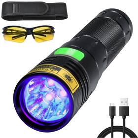 Uf2201-395nm-04 Darkbeam Uv Flashlight 395nm Black Light 20w High Power 3 Leds Usb -c Rec