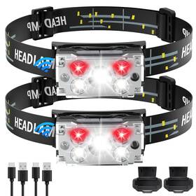 Dawinsie 798394940247 Headlamp Led Rechargeable 2 Pcs Head Lamp With Motion Sensor 6 Modes Waterproo