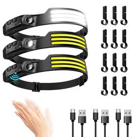 Dawinsie 798394940629 Led Headlamp Rechargeable 3 Pcs 230 Wide Beam Head Lamp With Motion Sen