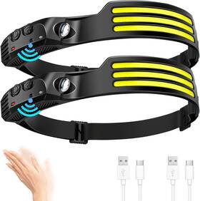 Gj-002  Dawinsie Led Headlamp Rechargeable 2 Pcs 230 Wide Beam Head Lamp With Motion Sensor
