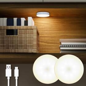 Plt-hkq-021 Dazzy Dot Rechargeable Puck Lights 2 Pack Magnetic Tap Light 1000mah Battery Powered