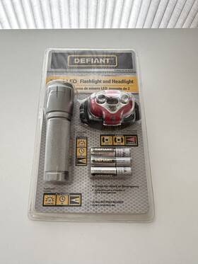 Hd16q421 Defiant 2-pack Led Flashlight And Headlight 35 Lumen With Batteries