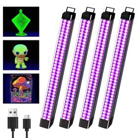 Ar0250b2 Destlife 4 Pack Rechargeable Black Light Bar 10w Battery Operated Blacklight Portable
