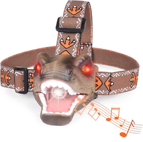 Dinosaur Headlamp For Kids With 6 Lighting Mode Hiking Reading Party And B