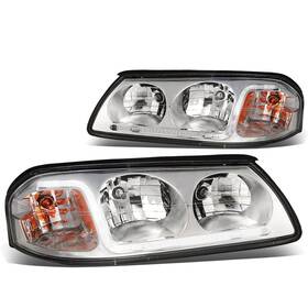 Hl-lb-ci00-ch-am Dna Motoring Pair Of Headlight Compatible With 00-05 Chevy Impala Chrome/amb