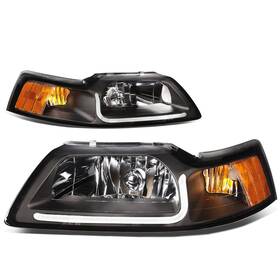Hl-lb-fm99-bk-am Dna Motoring Pair Led Drl Headlights Compatible With 1999-20