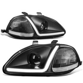 Hl-lb-hc96-bk-cl1 Dna Motoring Led Drl Projector Headlights Compatible With 1996-1998 Honda Civ